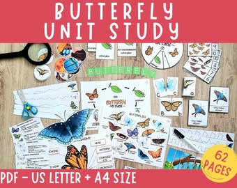 Butterfly Unit Study, Learning Bundle, Butterfly Life Cycle Activity, Science Center, Preschool Curriculum, Busy Book Printable, Spring Kids