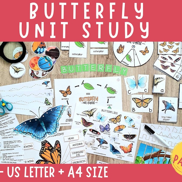 Butterfly Unit Study, Learning Bundle, Butterfly Life Cycle Activity, Science Center, Preschool Curriculum, Occupy Book Printable, Spring Kids