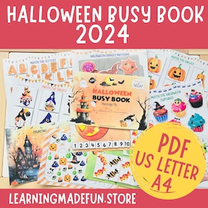 ハロウィーンのビジーブック、幼児向けマッチングゲーム、印刷可能なビジーブック、学習バインダー、ビジーバインダー、就学前のビジーブック、幼児向け学習フォルダー