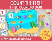 Fish Counting Activity: Numbers 1-20, Preschool Printable (PDF)