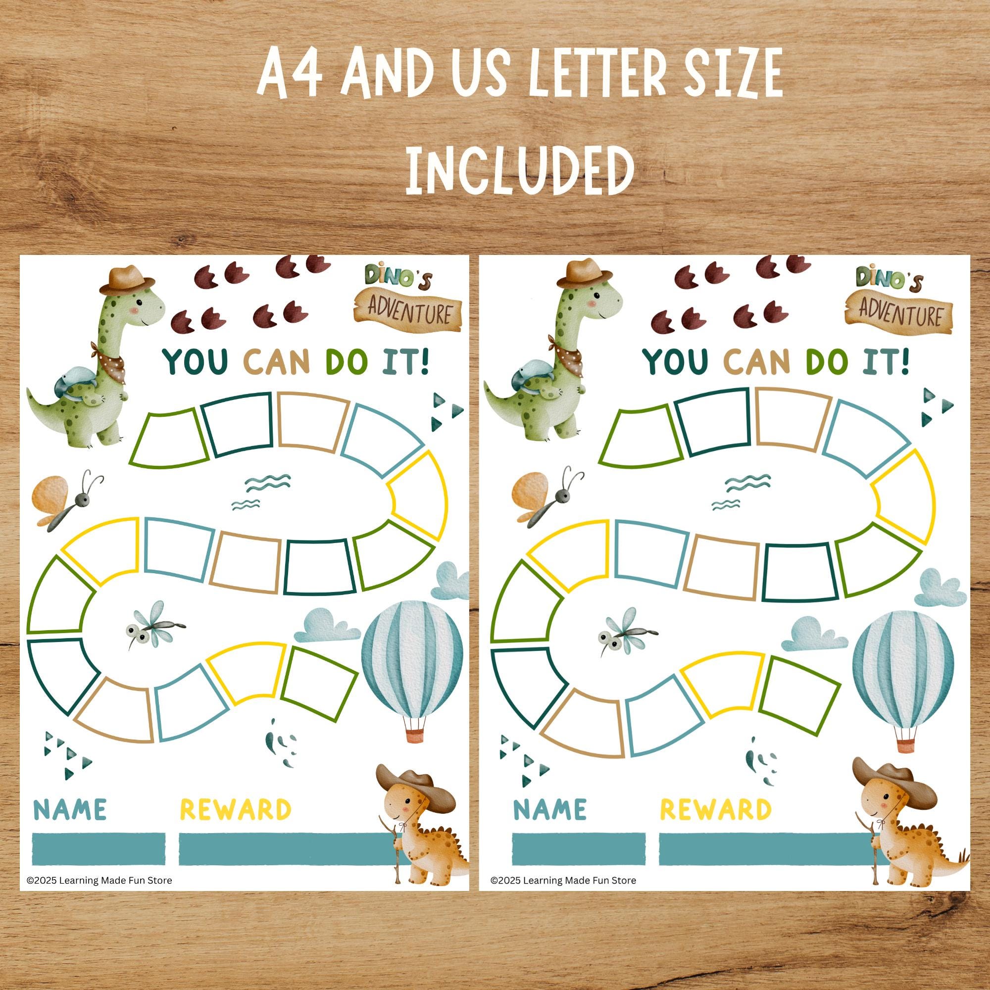 Printable Dinosaur Reward Chart for Boys – Fun Behavior Tracker – Dino ...