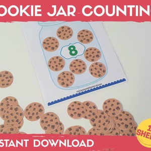 Activité de comptage de pots à biscuits, nombres de 1 à 10, activités de comptage pour les tout-petits, apprentissage à la maison, imprimable préscolaire, feuille de calcul