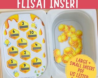 Bees Counting, Printable Flisat Insert, Trofast Insert, Preschool Pretend Play, Toddler Dramatic Play, for Sensory Table, Count to 10