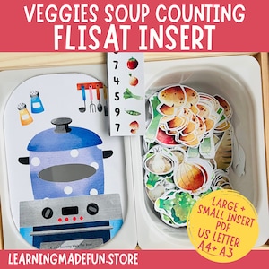 Make a Soup Counting, Printable Flisat Insert, Trofast Insert, Preschool Pretend Play, Toddler Dramatic Play, Sensory Table, Math Centers
