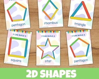 Popsicle Sticks Shapes Activity Game for Toddlers Montessori Printable Activities Preschool Printables for Kids Homeschool Resources