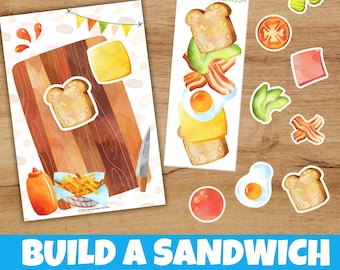 Build a Sandwich Pretend Play, Burger Dramatic Play, Preschool Center, Printable, Role Play Set, Kindergarten, Learning Activity, Toddler