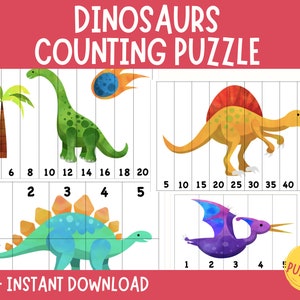 Preschool Skip Counting Puzzles By 2s 5s 10s, Printable Number Puzzle, Number Sequence, Skip Counting Puzzles,Kindergarten math activity