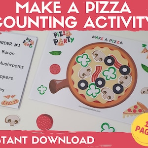 Pizza Counting Preschool Worksheets Printable, Pretend Dramatic Play, Numbers 1-10 Count, Count activities for toddlers, Homeschool Learning
