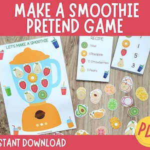 Smoothie Counting Game: Preschool Math Pretend Play (PDF)