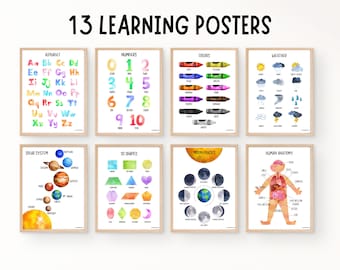 Set of Educational Posters, Classroom Posters, Homeschool Printable, Wall Decor, Montessori, Learning Posters for Toddlers, Nursery Wall Art