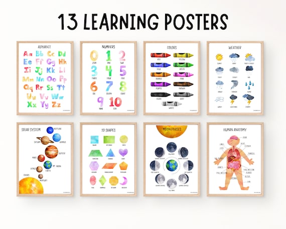  Advanced Bundle – 6 Educational Posters for Kids – Classroom  and Homeschool Learning Chart Decorations and School Supplies Materials,  Preschool to Grade 3, Durable, Glossy Cardstock