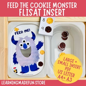 Cookie Counting Printable Flisat Insert, Trofast Insert, Preschool Pretend Play, Toddler Dramatic Play, for Sensory Table, Cookie Monster