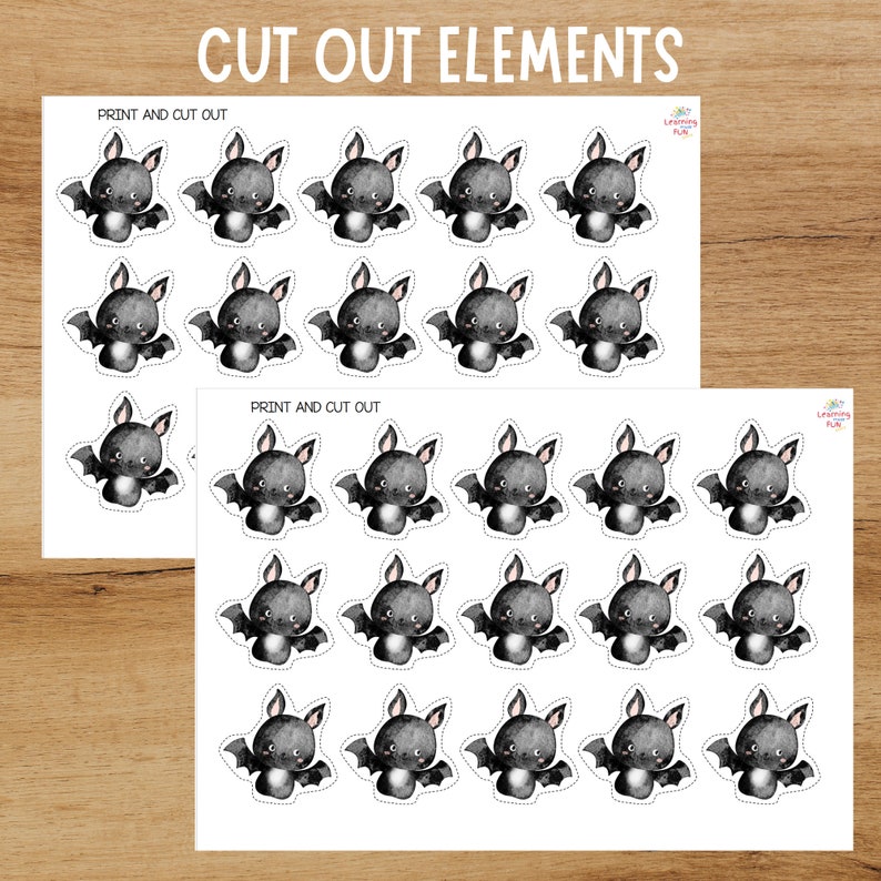 Halloween Bats Counting Printable, Flisat Insert (digital Download) - Etsy