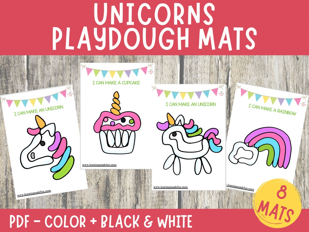 Unicorn Play Dough Mats, Play Doh Preschool Activity, Party Crafts