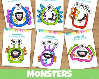 Cute Monster Playdough Mats Printable | Fine Motor Activity for Toddlers, Preschool & Kindergarten Play Dough Mats Play Doh Mats Activities