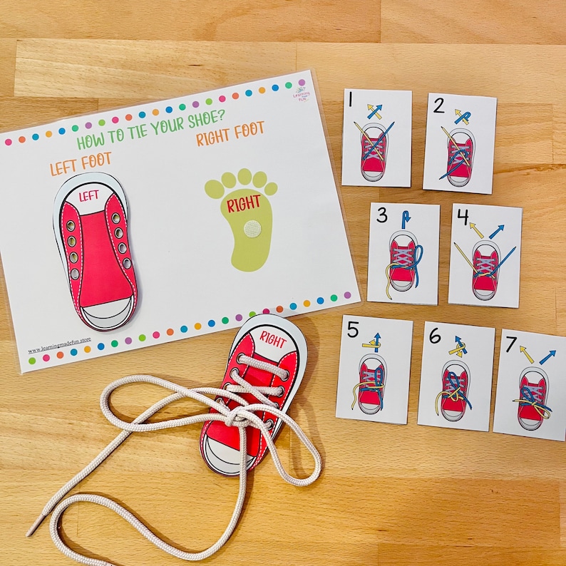 Shoe Tying Practice Cards: Fine Motor Skills, Life Skills (digital ...