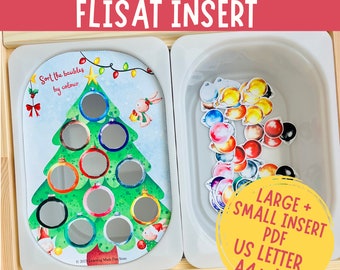 Christmas Sort by color, Flisat Insert, Trofast Insert, Flisat Printable, Preschool Pretend Play, Toddler Dramatic Play, Sensory Table