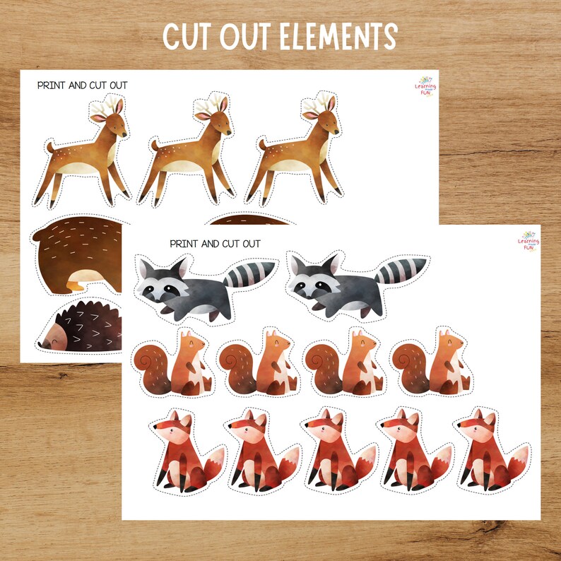 Forest Animals Counting, Printable Flisat Insert, Trofast Insert, Preschool Pretend Play, Toddler Dramatic Play, for Sensory Table, Woodland image 9