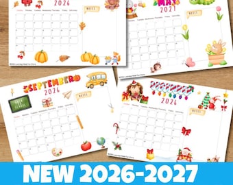 2026-2027 School Year Calendar – Watercolor Theme (Printable PDF)