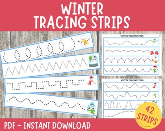 Tiras de calco de invierno: Práctica de motricidad fina (Descargar PDF)