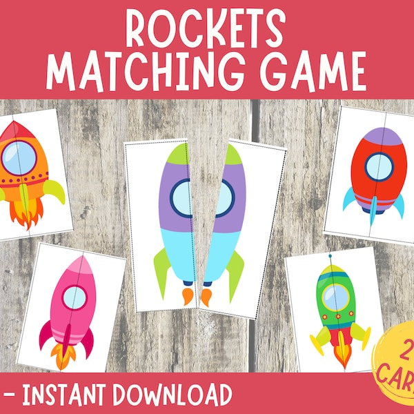 Space Matching Game, Rockets Matching Activity, Solar System Game, Toddler Matching Activity, Learning Activity, Preschool Games, Universe