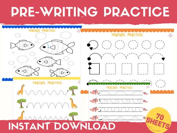 Kindergarten Writing Paper With Lines for ABC Kids: Handwriting Practice  for Kids With Dotted Lined. More Than 100 Pages to Exercise Tracing Shapes