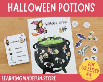 Halloween Potions Dramatic Play: Witch Brews Counting Game (PDF)