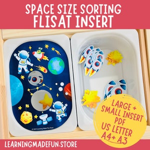 Space Sort by size, Printable Flisat Insert, Trofast Insert, Preschool Pretend Play, Toddler Dramatic Play, for Sensory Table, Universe