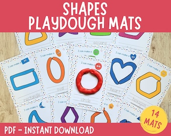 Formes 2D Tapis de pâte à jouer, activités imprimables Play Doh pour tout-petits, matériel préscolaire Montessori pour la maternelle et l'école maternelle, motricité fine