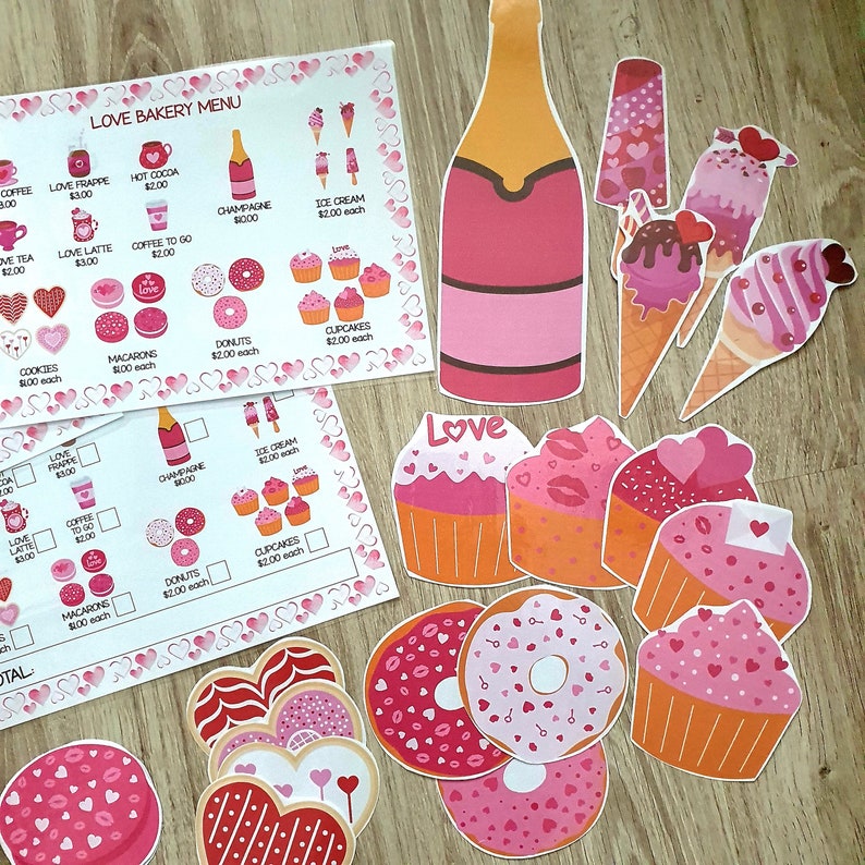 Valentine's Bakery Pretend Play Kit: Printable Learning Activity (PDF ...