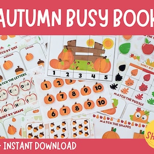 Autumn Busy Book Printable, Toddler Busy Book, Printable Busy Book, Learning Binder, Learning Folder Kids, Fall Busy Binder, Autumn Centers