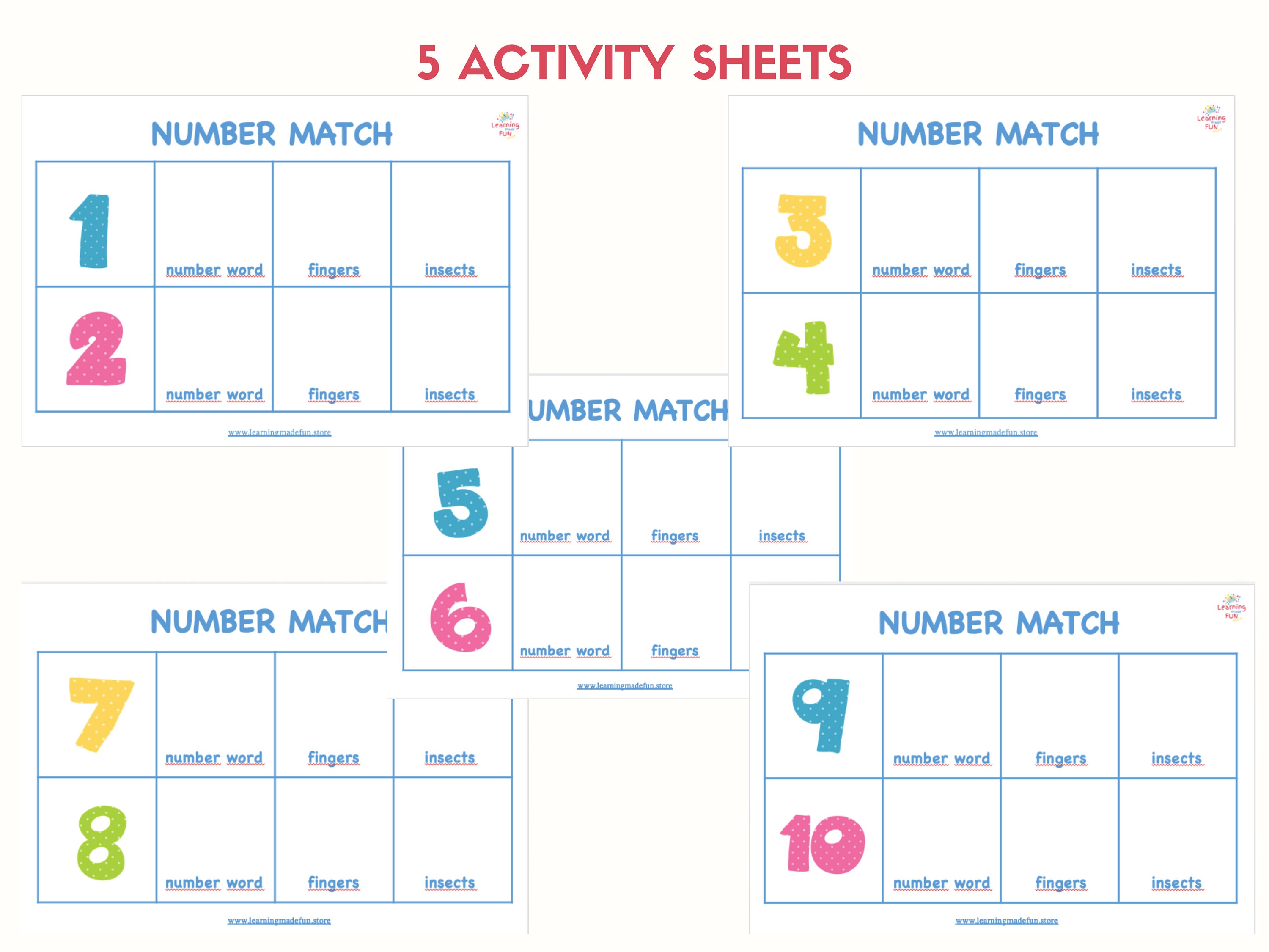 Number Match Printable Activity Preschool Math Number Sense - Etsy