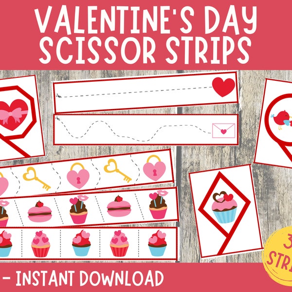 Valentine's Day Scissor Strips, Preschool Scissor Skills Practice, Cutting Lines Homeschool, Preschool Centers, Fine Motor Skills Toddlers