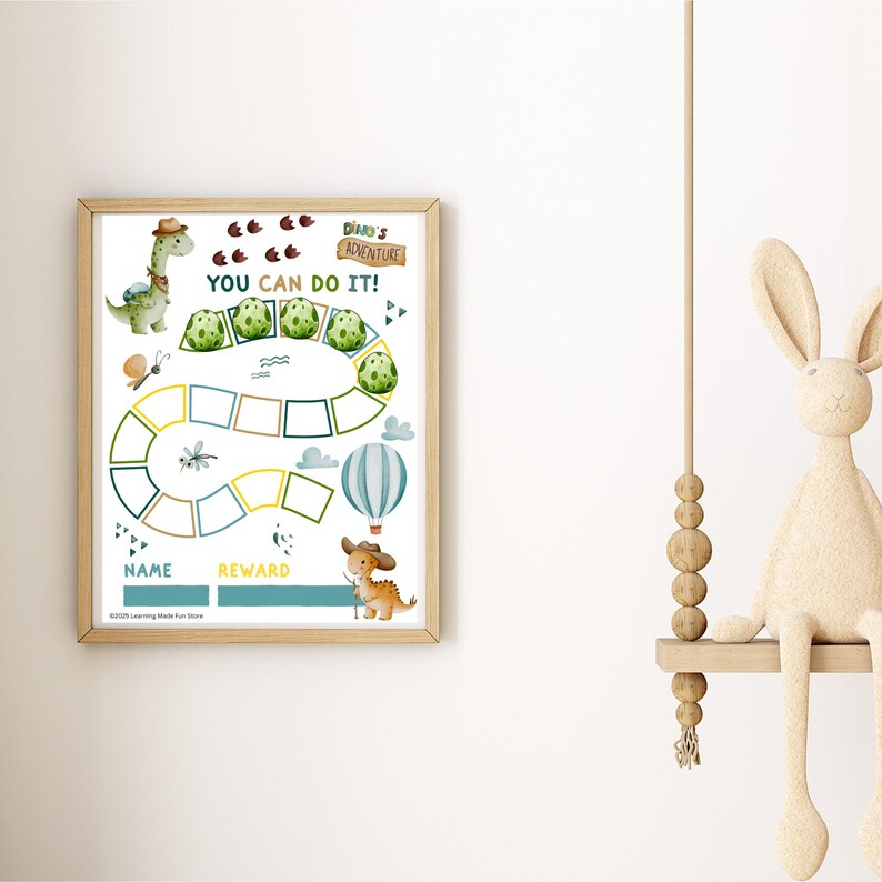 Printable Dinosaur Reward Chart for Boys – Fun Behavior Tracker – Dino ...