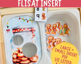 Christmas Gingerman Sort by size, Printable Flisat Insert, Trofast Insert, Preschool Pretend Play, Toddler Dramatic Play, for Sensory Table