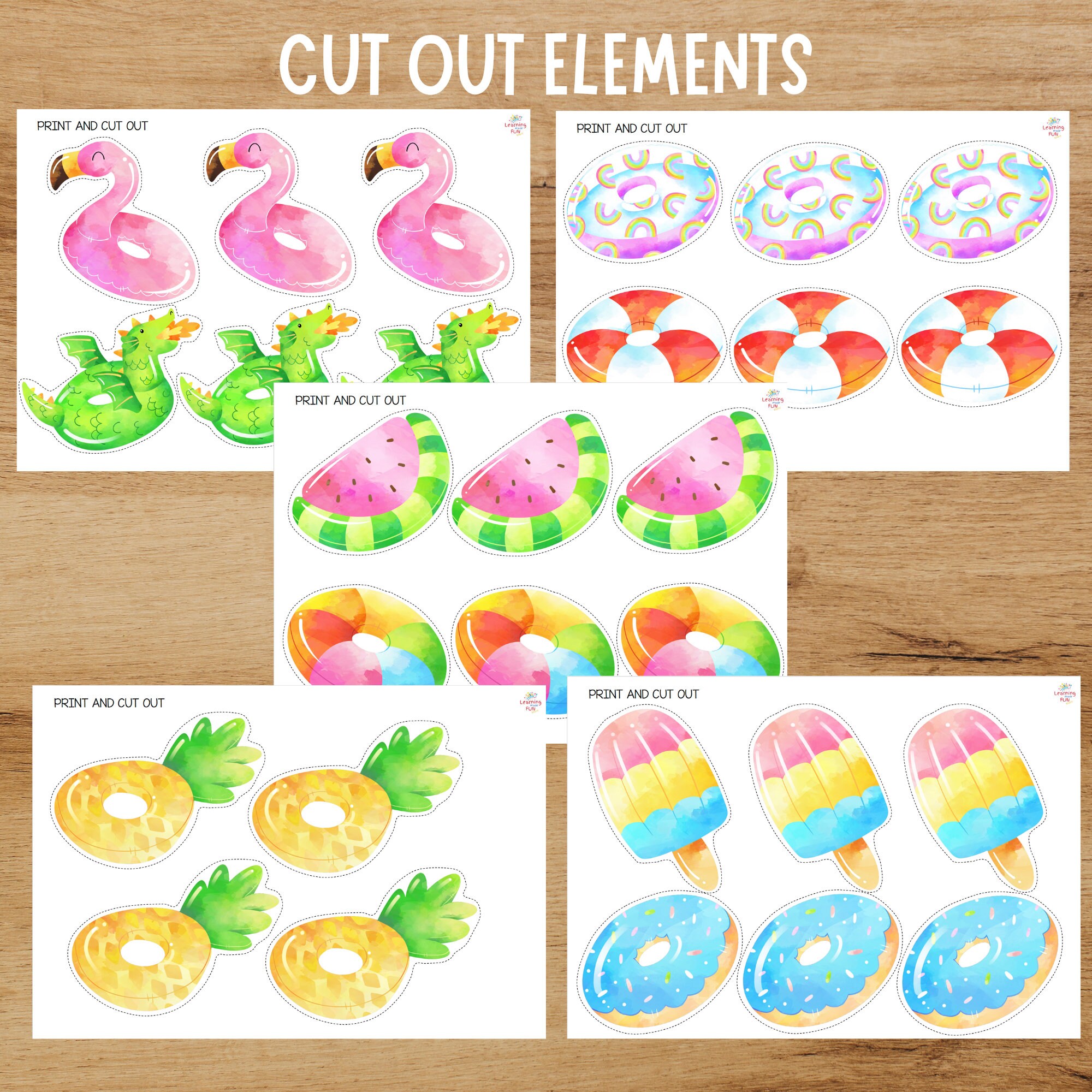 Pool Floaties Counting Flisat Insert: Summer Sensory Play (printable ...