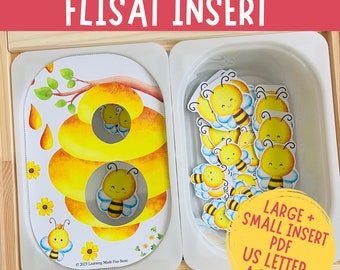 Bees Sort by size, Printable Flisat Insert, Trofast Insert, Preschool Pretend Play, Toddler Dramatic Play, for Sensory Table, Math Centers