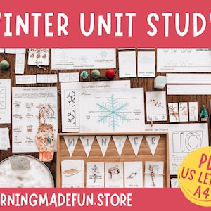 Winter Unit Study, Winter Themed Printable, Winter Season Activity, Nature Studies Homeschooling, Learning Activities, Preschool Centers