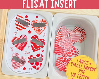 Valentines Day Pattern Sorting, Printable Flisat Insert, Trofast Insert, Preschool Pretend Play, Toddler Dramatic Play, Sensory Table Ikea