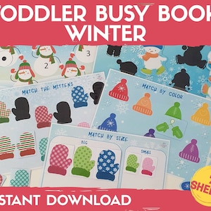 Libro de actividades de invierno imprimible, carpeta de actividades de invierno para preescolar, actividad de aprendizaje para niños pequeños, libro de actividades para niños de 2 años, hojas de trabajo para niños, libro de actividades