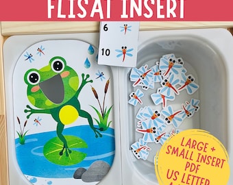 Frogs Sort by size, Printable Flisat Insert, Trofast Insert, Preschool Pretend Play, Toddler Dramatic Play, for Sensory Table, Math Centers