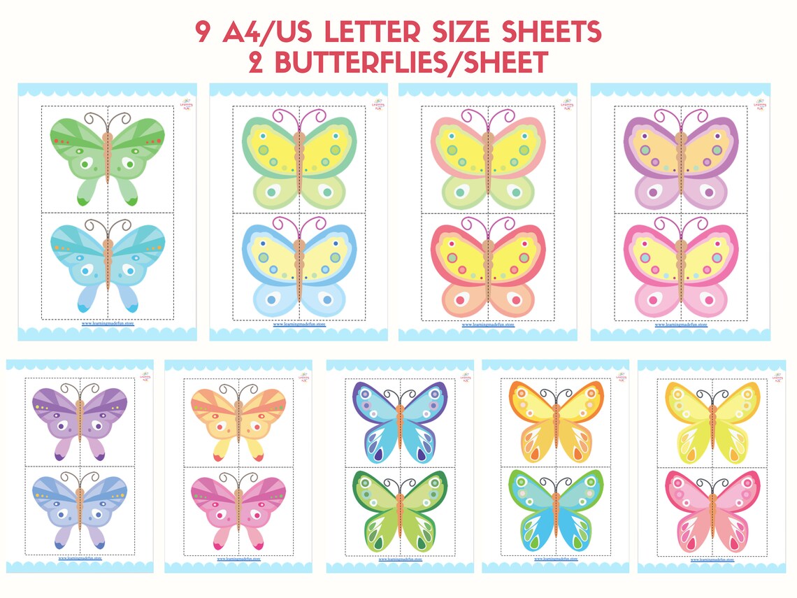 Butterflies Matching Game for Kids Insects Matching Activity Etsy