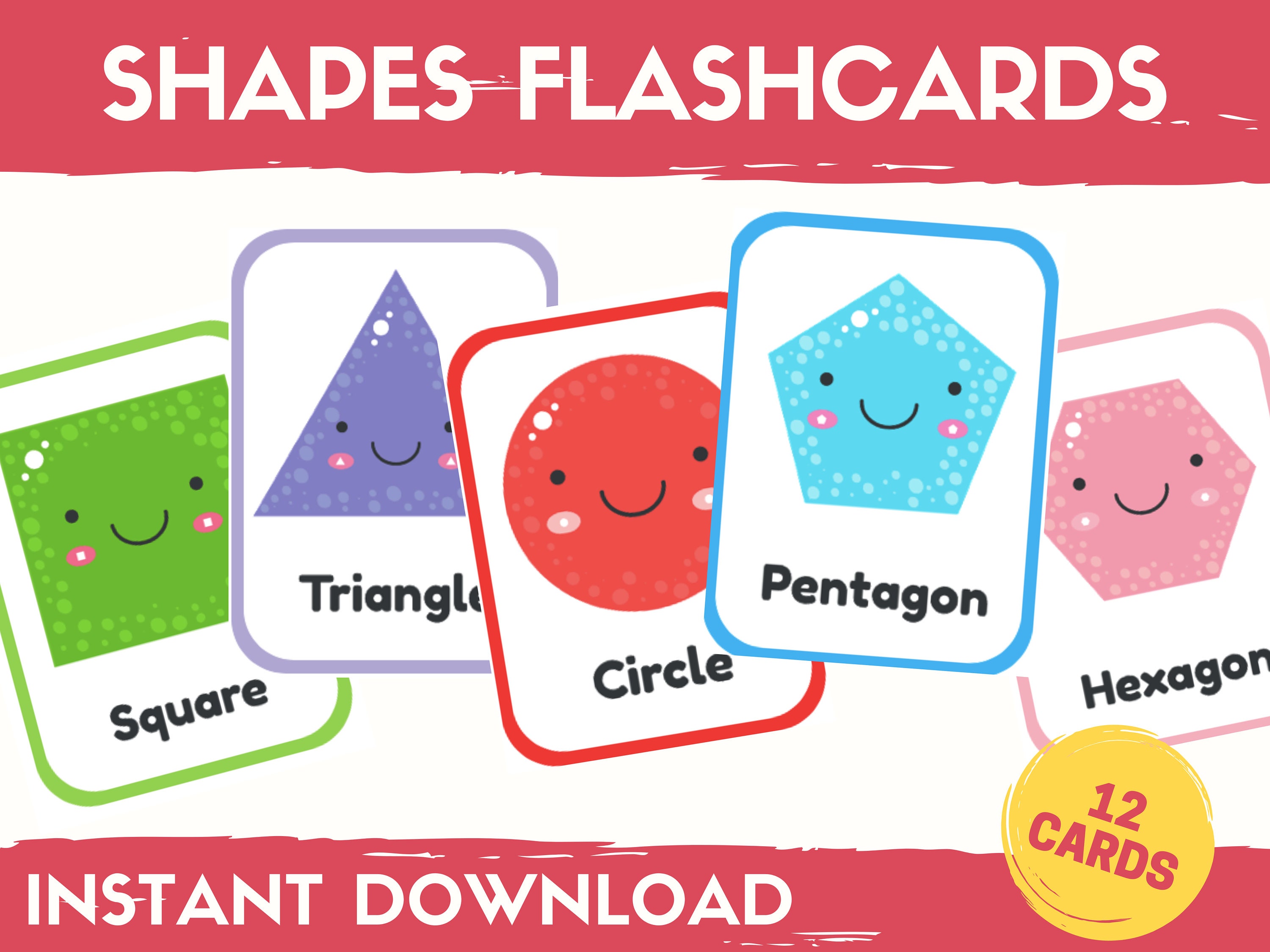 Buy Shapes Flashcards Shapes For Preschool 2d Shapes Flash Cards ...