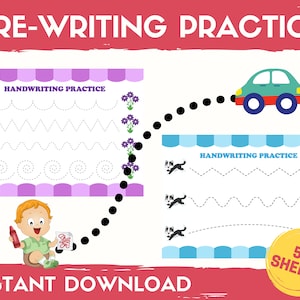 Tracing Practice Worksheets: Preschool Handwriting Activity (Digital Download)