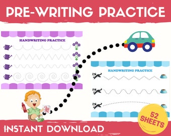 Übungsblätter zur Nachverfolgung: Handschriftliche Übung für die Vorschule (Digitaler Download)