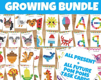 Pom Pom Task Cards Growing Bundle | Preschool & Kindergarten Fine Motor Activities | Homeschool Printable | Lifetime Updates | PDF Bundle
