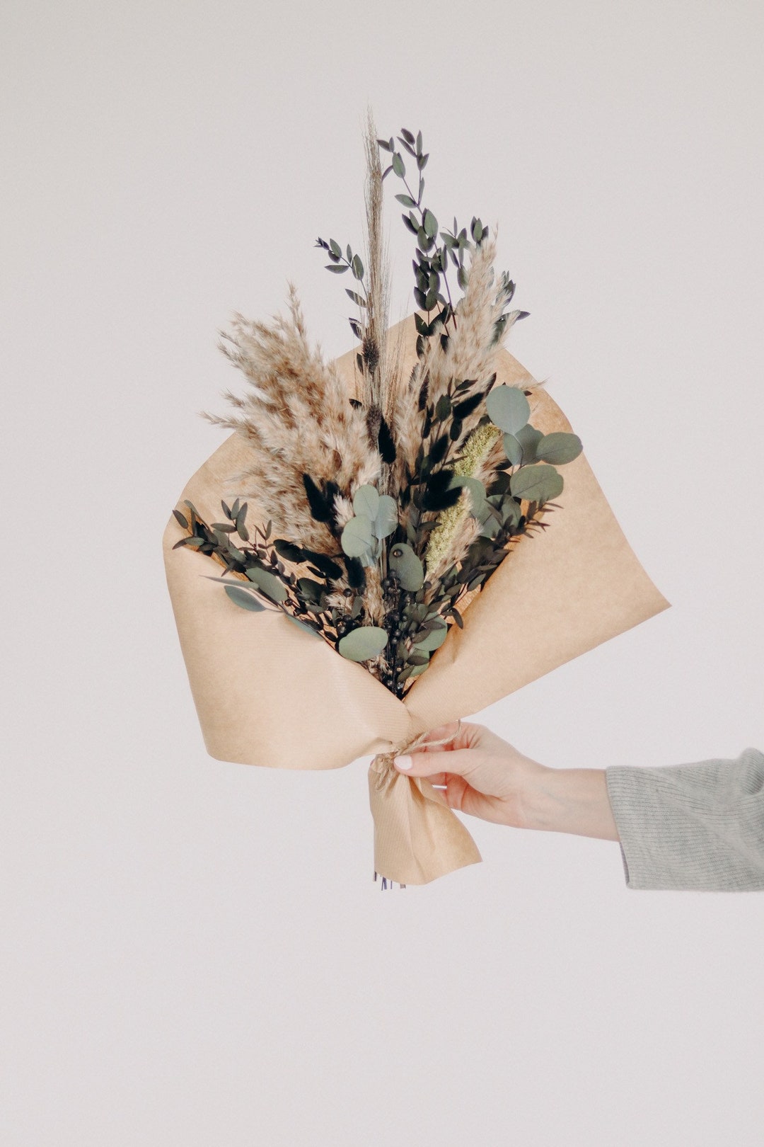 Dried Flower Bouquet dusty Green Dried Flowers Bouquet Etsy