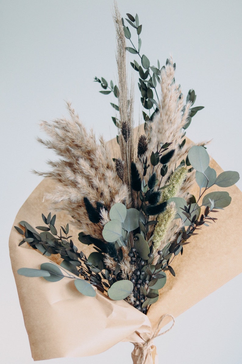 Dry Flower Bouquet dusty Green Dried Flower Bouquet Etsy