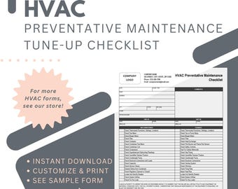 Checkliste für vorbeugende Wartung und Tune-Up-Wartung und -Service für HLK-Services, bearbeitbar, druckbar