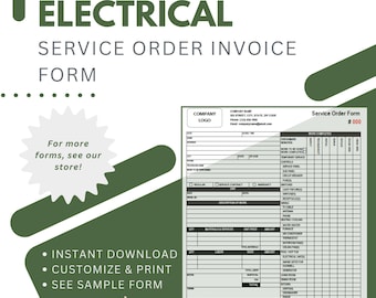 Factura de pedido de servicio de electricista, editable e imprimible